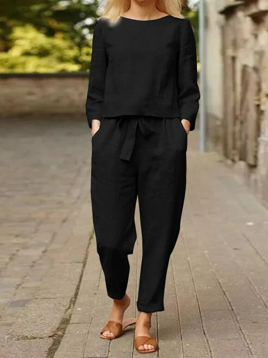 Damen Sport-Set Langarm Oberteil Hochtaille Hose