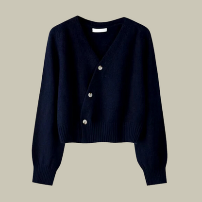 Damen Merinowoll-Strickjacke Weich V-Ausschnitt
