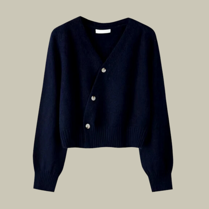 Damen Merinowoll-Strickjacke Weich V-Ausschnitt