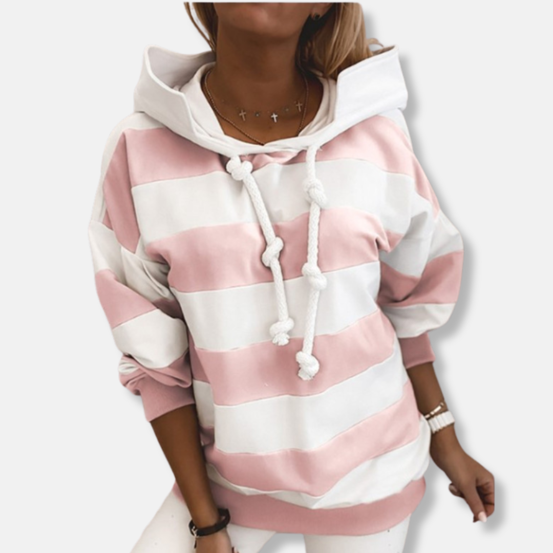Bequeme Hoodie Lockere Passform Streifen Design