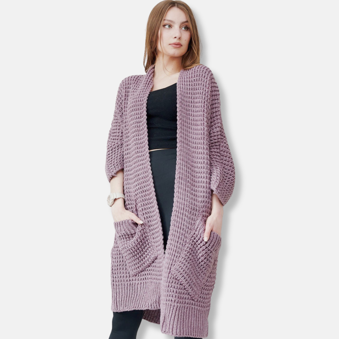 Großer Strickmantel Oversized Offene Vorderseite