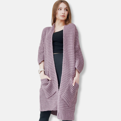 Großer Strickmantel Oversized Offene Vorderseite