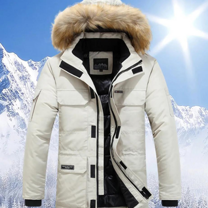 Herren Parka Winterjacke mit Pelz Kragen