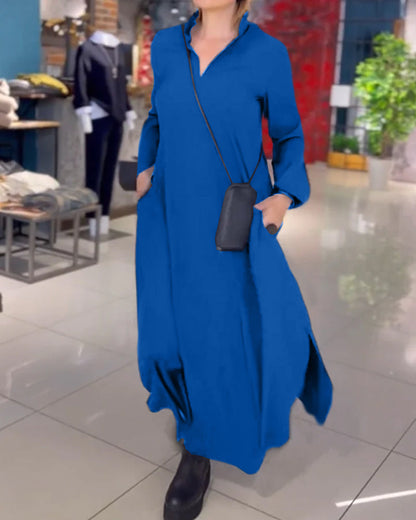 Elegantes Abendkleid Lang Mit Seitenschlitz