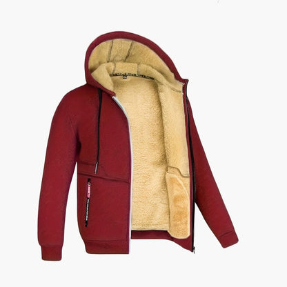 Gemütliche Herrenjacke Fleecegefüttert Kapuze Warm