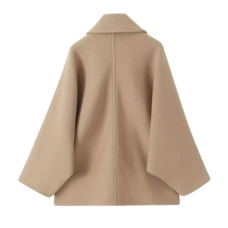 Damen Oversized Mantel Beige Übergangsjacke - IdealeKleiden