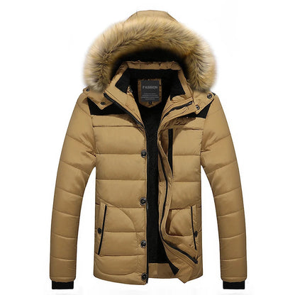 Herren Daunenparka Warm mit Faux-Pelz-Kragen