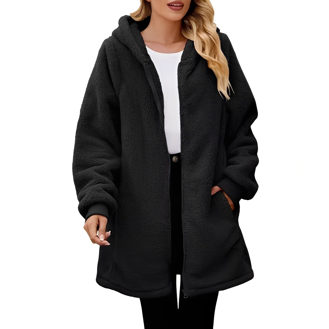 Weiche Damen-Fleecejacke Mit Kapuze