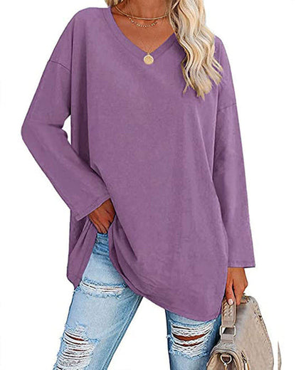Elegante Damenbluse Langärmlig V-Ausschnitt