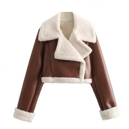 Stylische Lederjacke Damen Kurz
