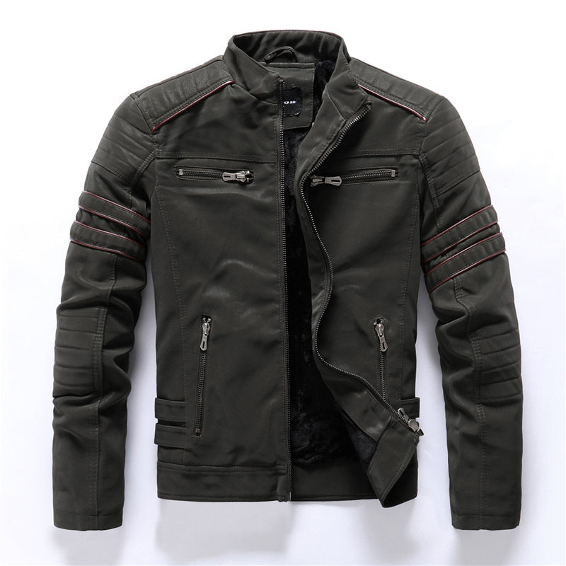 Herren Lederjacke Bikerstyle Rot