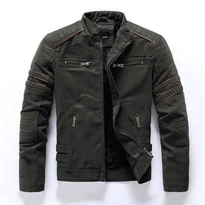 Herren Lederjacke Bikerstyle Rot
