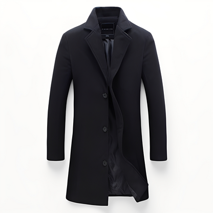 Eleganter Herren Wollmantel Formal Schwarz