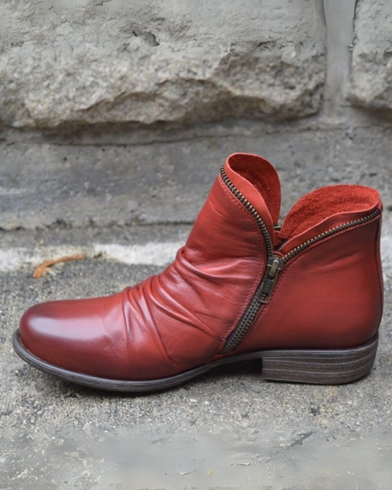 Stilvolle Lederstiefel Mit Reißverschluss