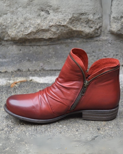 Stilvolle Lederstiefel Mit Reißverschluss