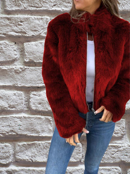Damen Samtjacke Weich Plüsch Überzug