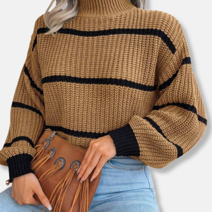 Strickpullover Weich Gestreift Klassisch Lockere Passform