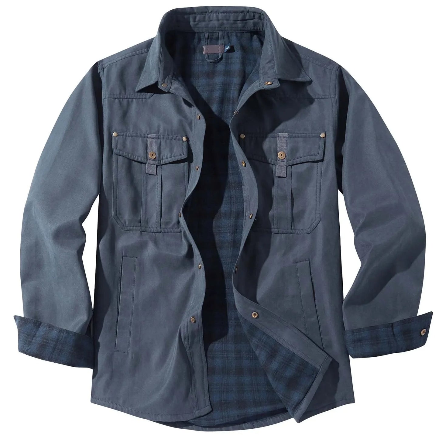 Große Größen Herrenjacke Flanell Karomuster Kapuze