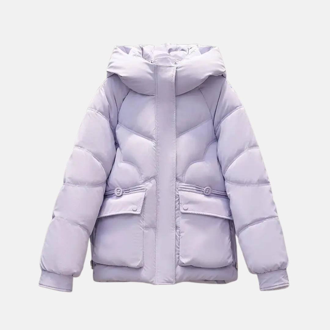 Kapuzen-Pufferjacke Relaxed Fit Damenschnee