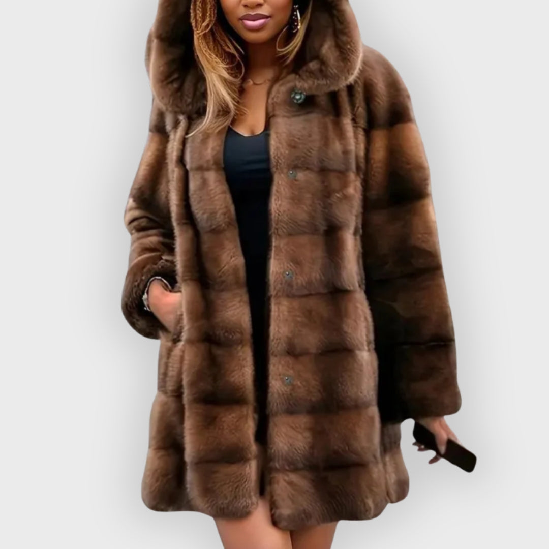 Kunstpelz Trenchcoat Damen Elegant