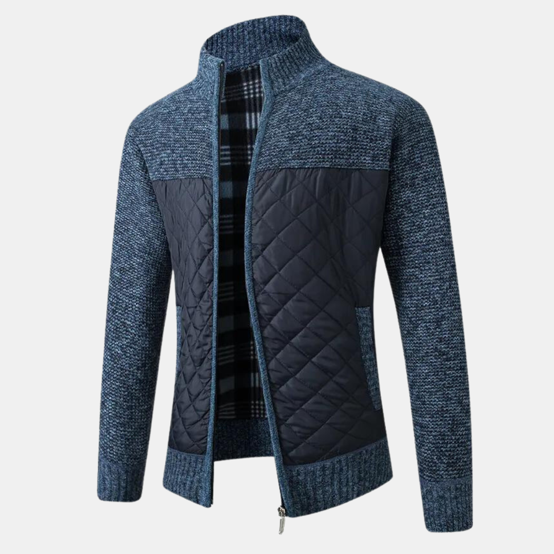 Herren Strickjacke Stehkragen Eleganz