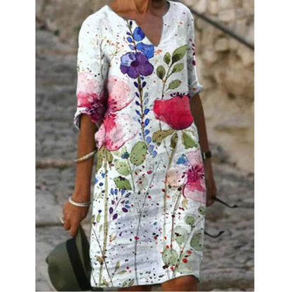 Damen Langarm Kleid Modernes Muster