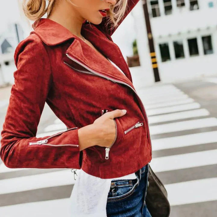 Bikerjacke Damen Leder Stil Robbie - IdealeKleiden