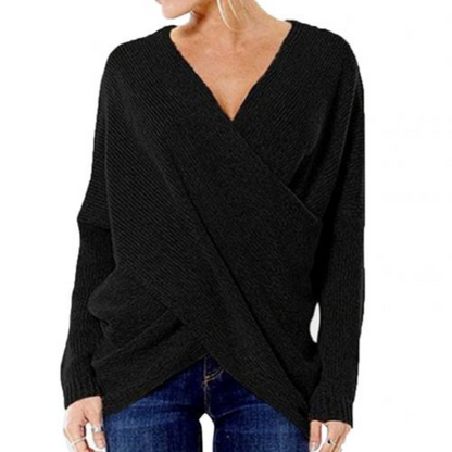 Damenschal Wickelpullover Langärmlig Gerippt