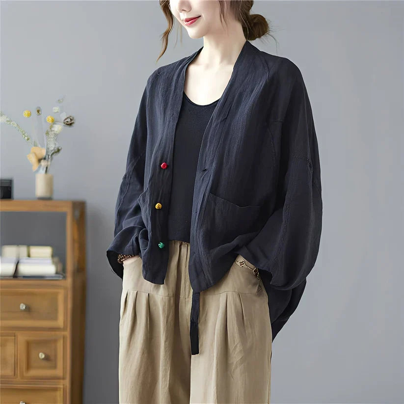 Damen Cardigan Kurz Locker Mit Taschen