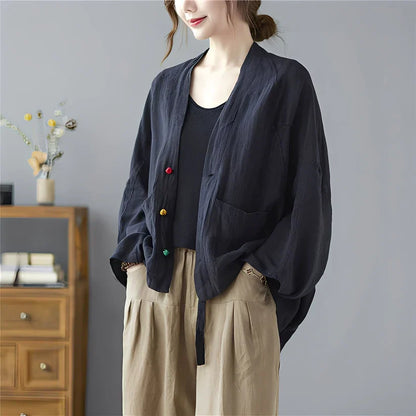 Damen Cardigan Kurz Locker Mit Taschen