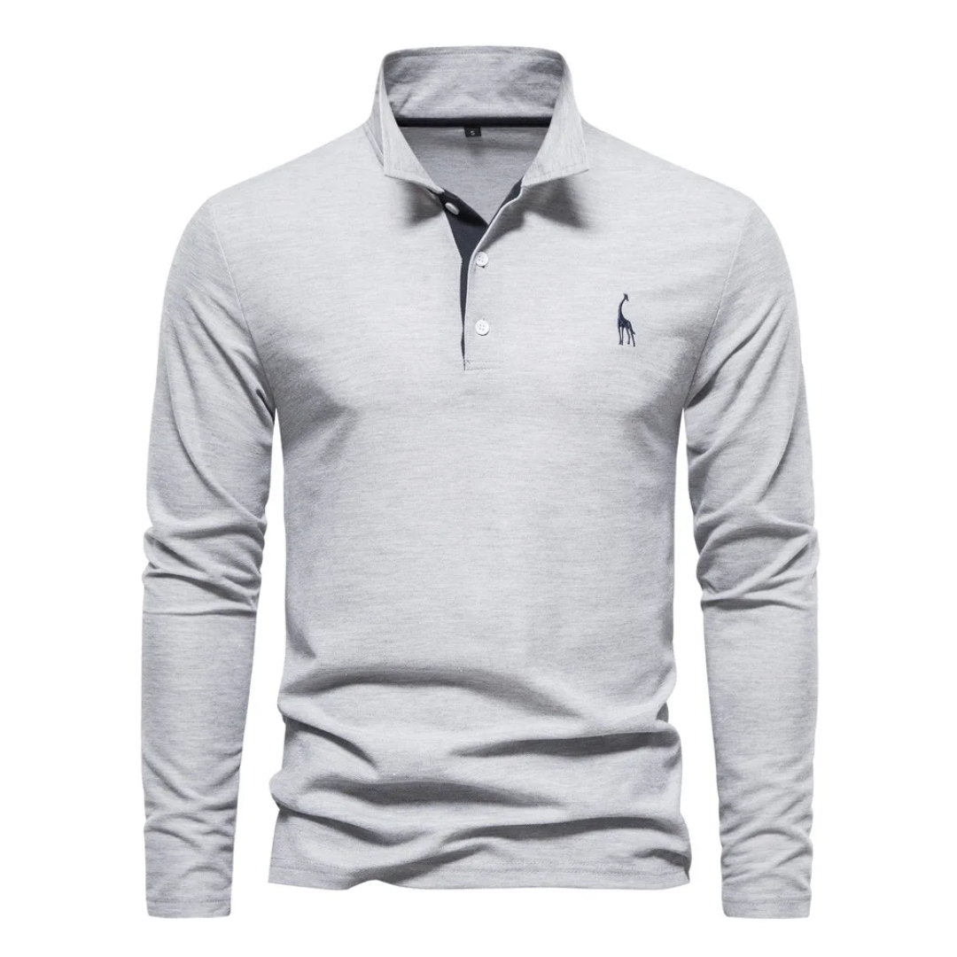 Herren Poloshirt Langarm Klassisch Elegant