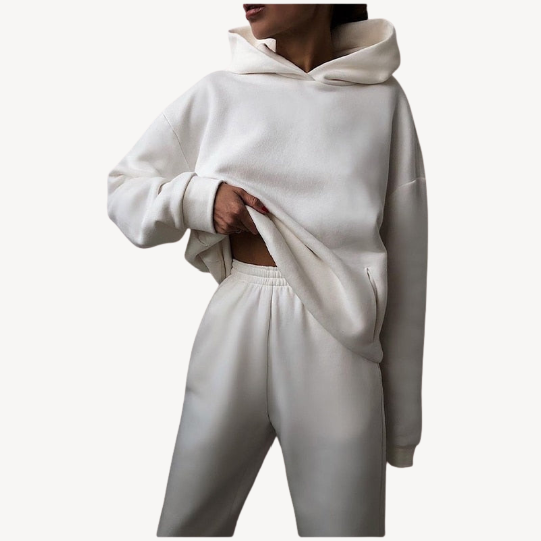 Damenschwarz Hoodie Jogging Set Sportlich