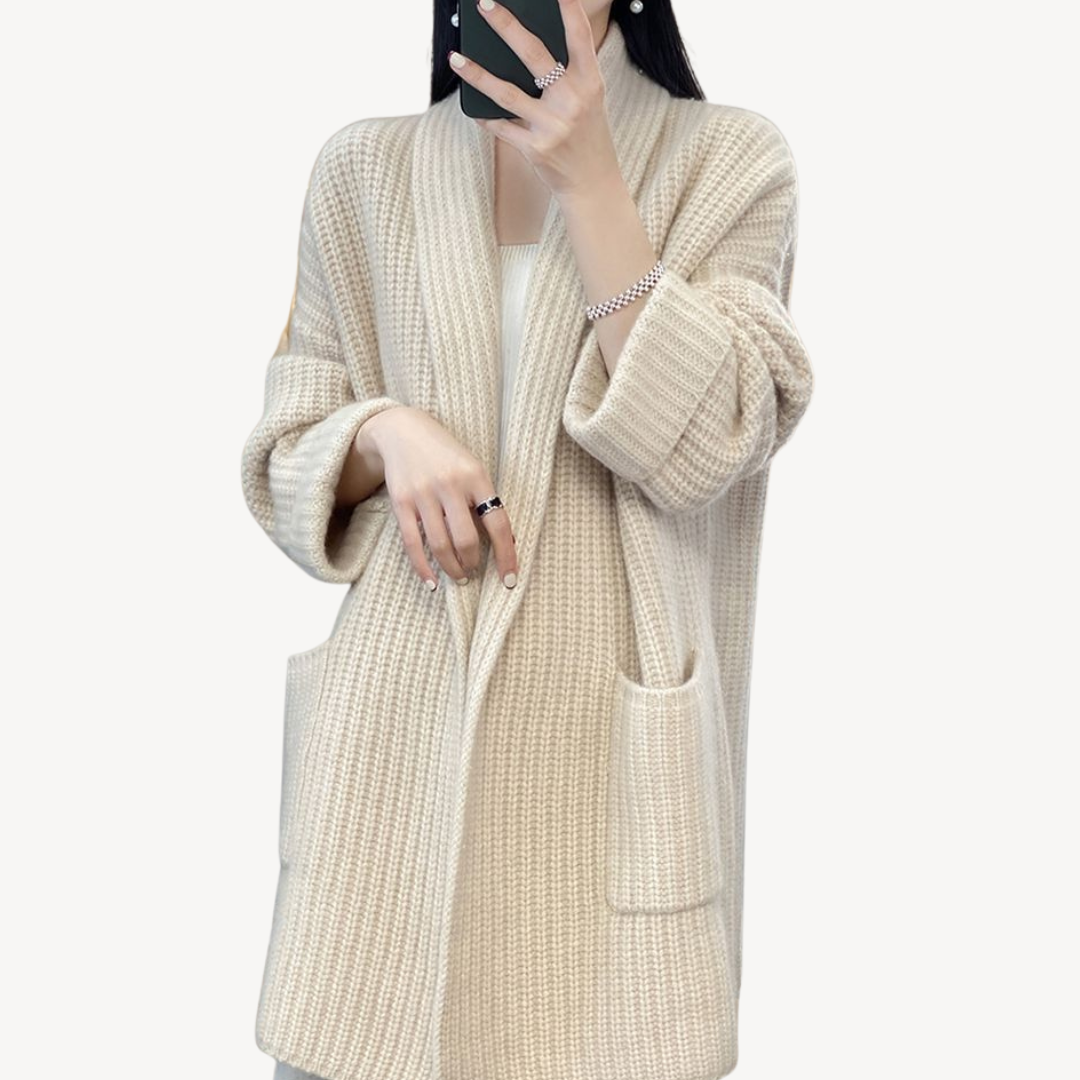 Damen Strickpullover Lang Elegant