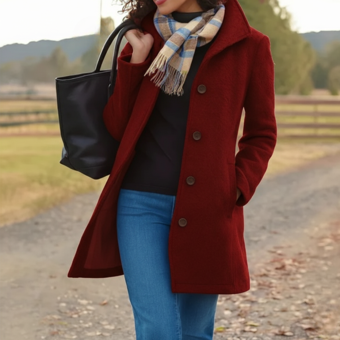 Elegante Damenjacke Mittellang Knöpfe