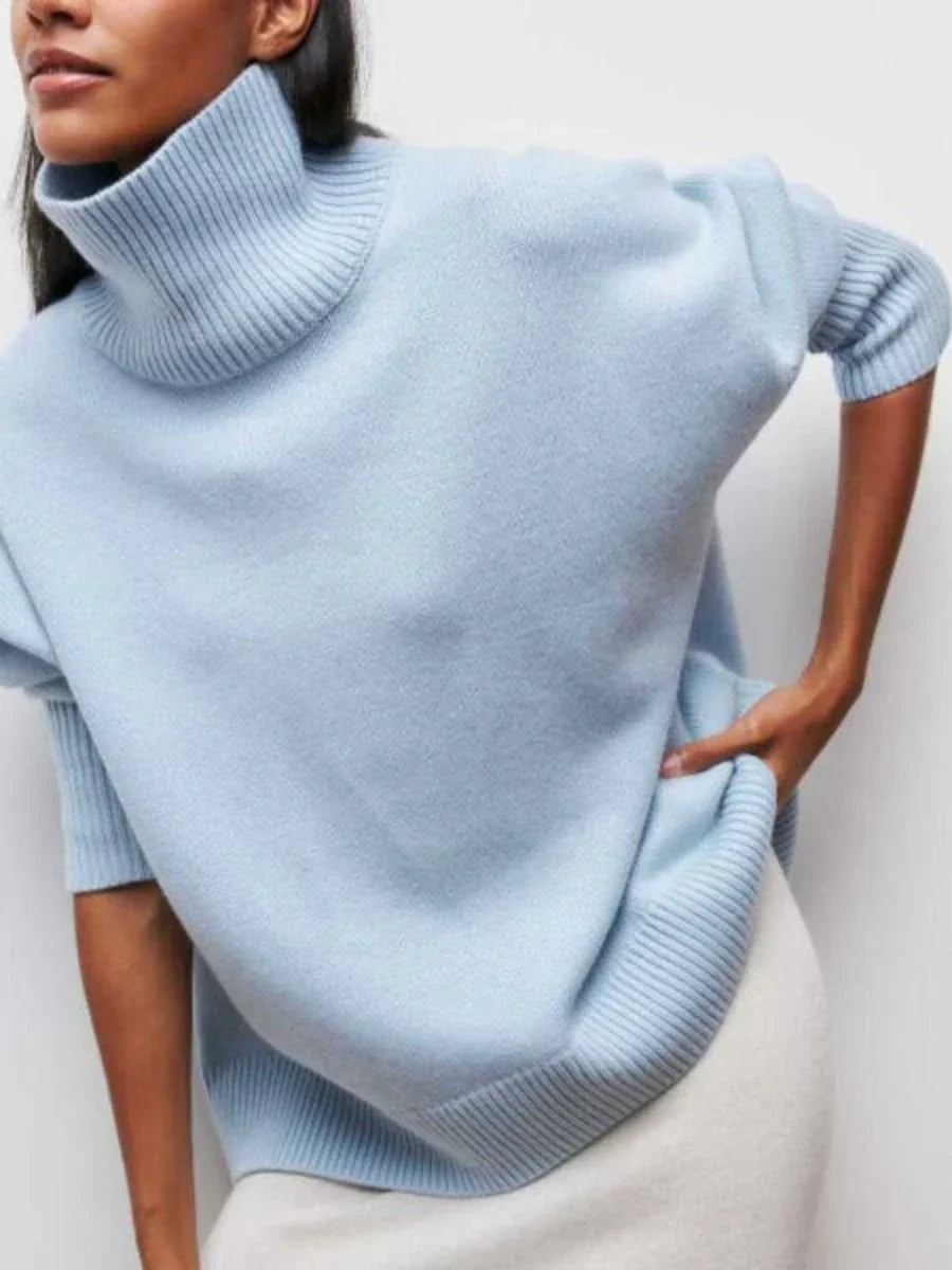 Großer Strickpullover Damen Stehkragen Modisch