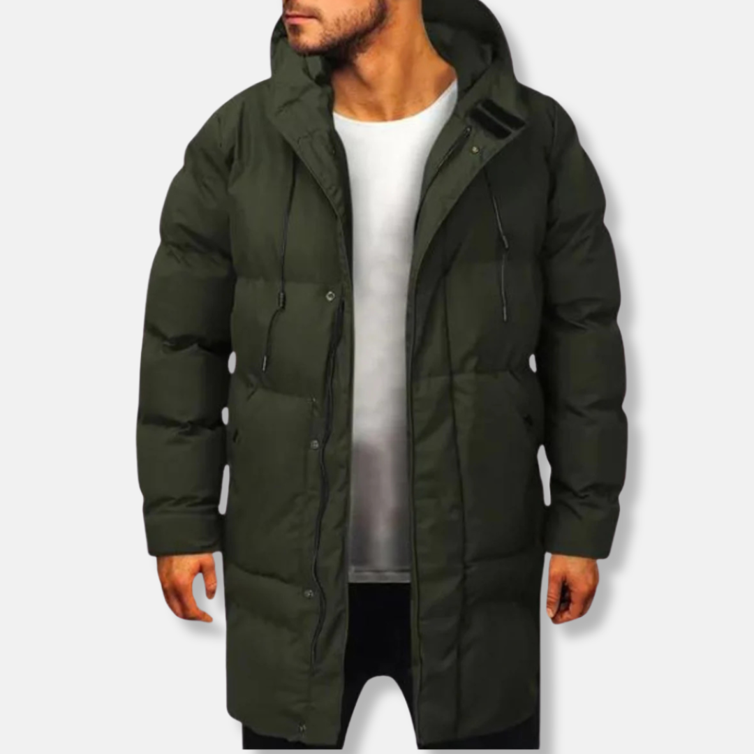 Warme Winterjacke Mittellang mit Kapuze