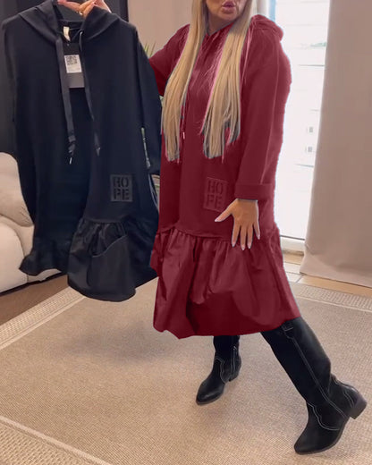 Kapuzenkleid Langärmlig Damen