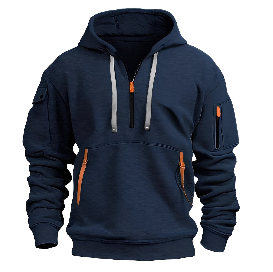 Bequeme Hoodie für Männer mit Halbzip - IdealeKleiden