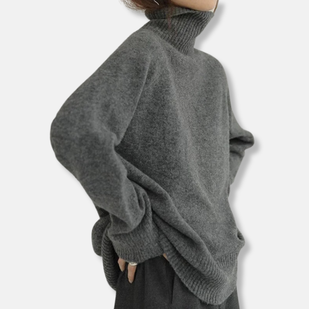 Warme Damenkleid Hohler Kragen Wollmix Locke Passform