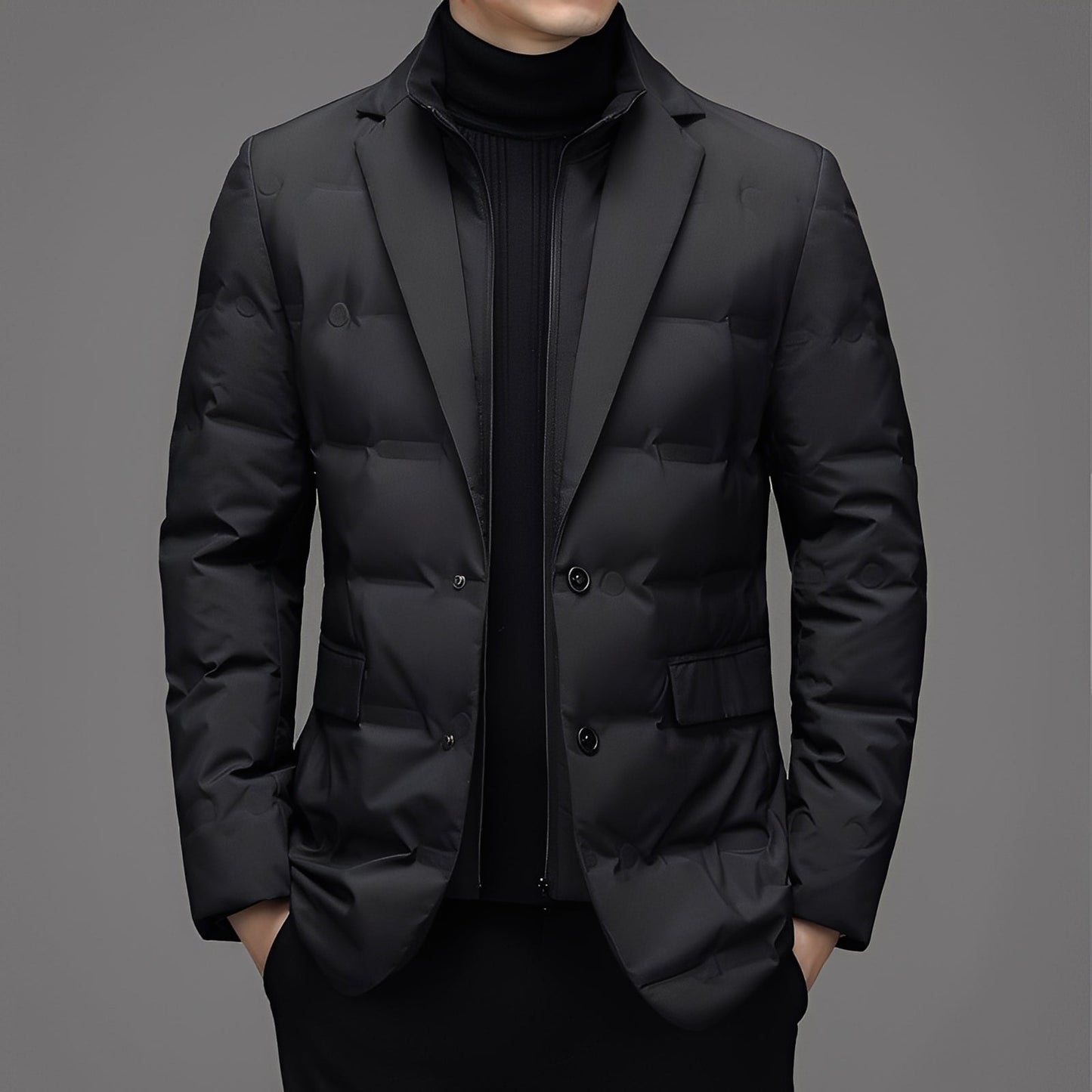 Herren Daunenjacke Lässig Elegant Schwarz