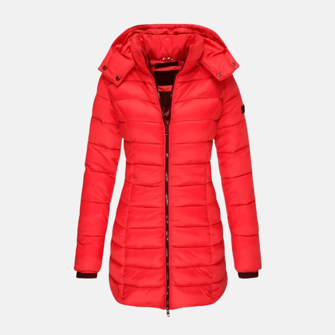 Slim Fit Pufferjacke Mittellang Kapuze