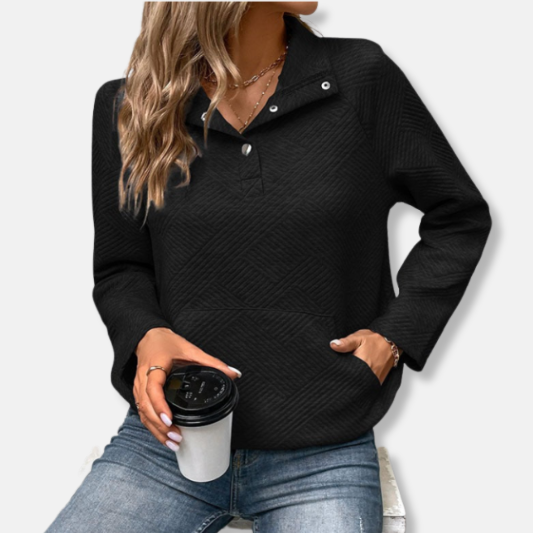 Gemütliches Sweatshirt mit Kragen Pullover Baumwolle