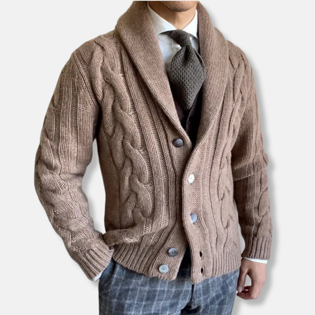 Strickjacke Wollmischung Klassisch Schnitt mit Knöpfen - IdealeKleiden