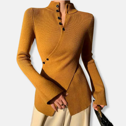 Frauen Strickpullover Slim Fit Hochkragen