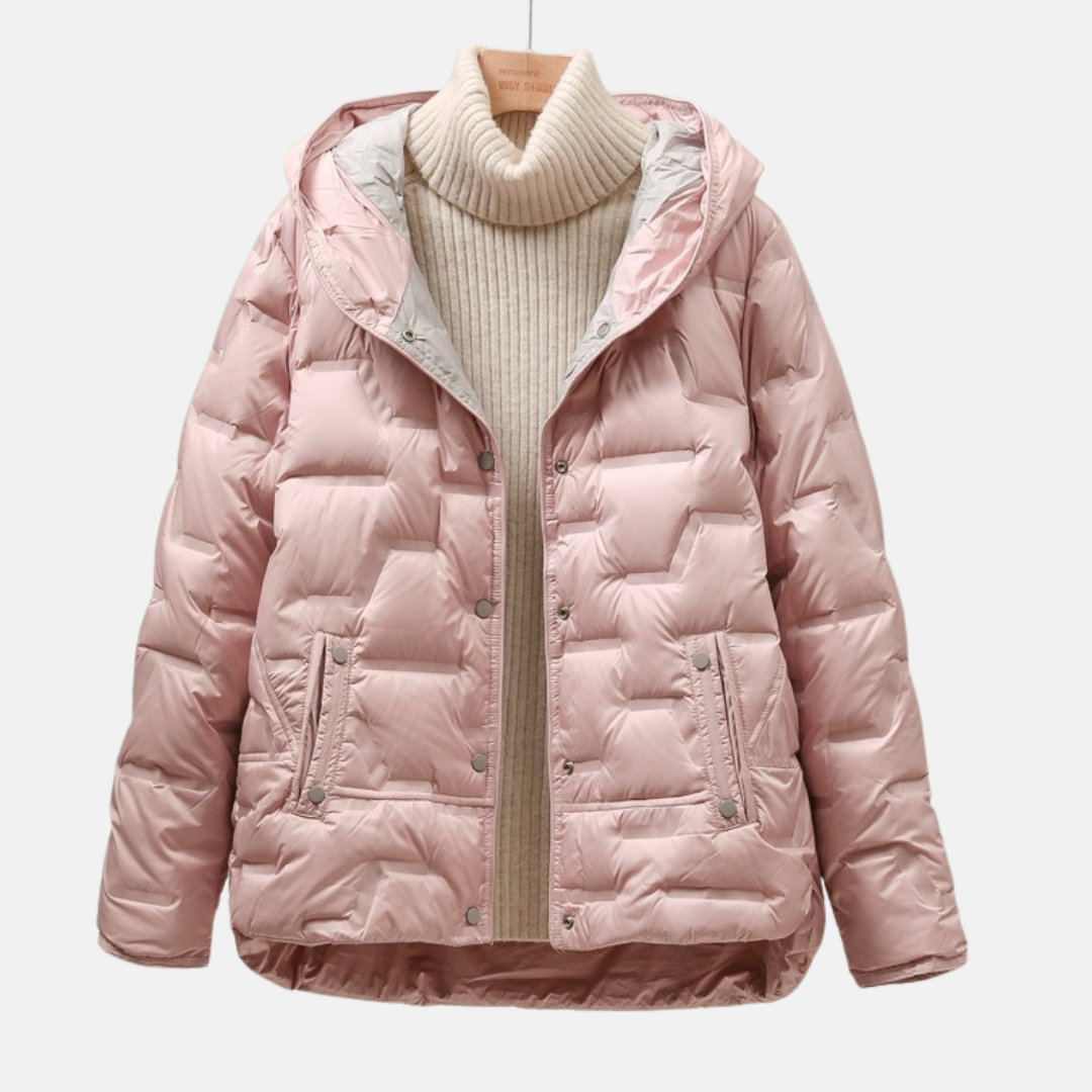 Winterjacke Puff Gequiltet Abnehmbarer Hood
