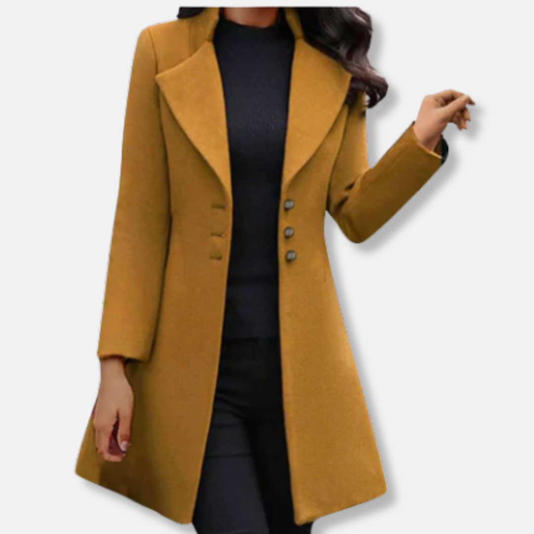 Mantel Damen Wolle Slim Fit Mittellang