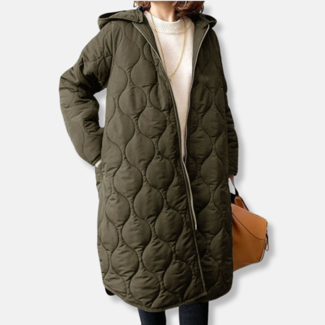 Winterjacke Damen Lang Quilted Oversized Kapuze