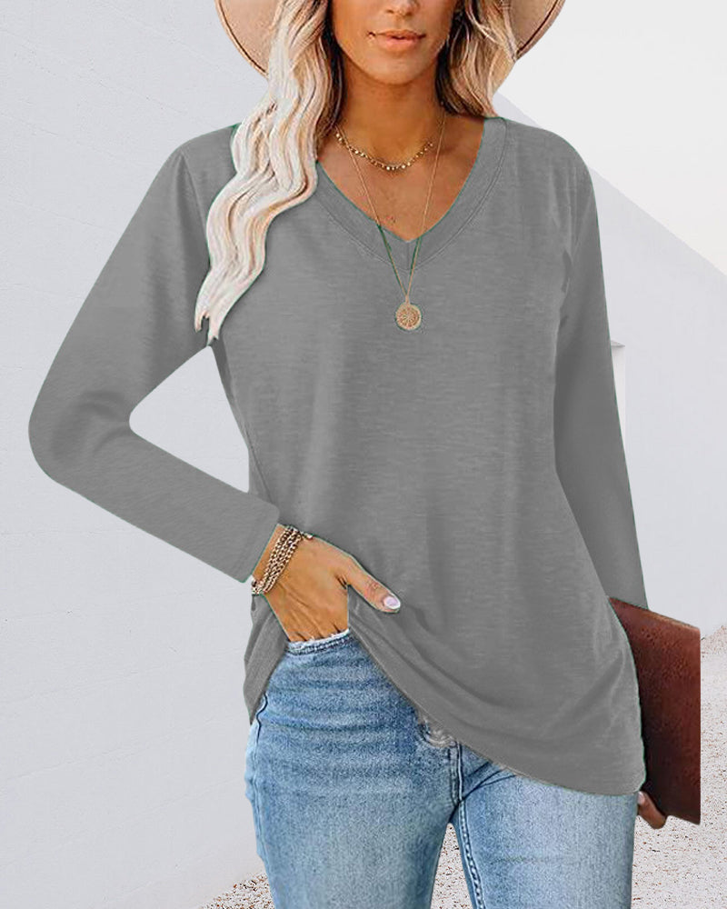 Damenschuhe und Accessoires sind nicht relevant, der Titel ist auch falsch, daher 
Frauen T-Shirt Langarm V-Ausschnitt