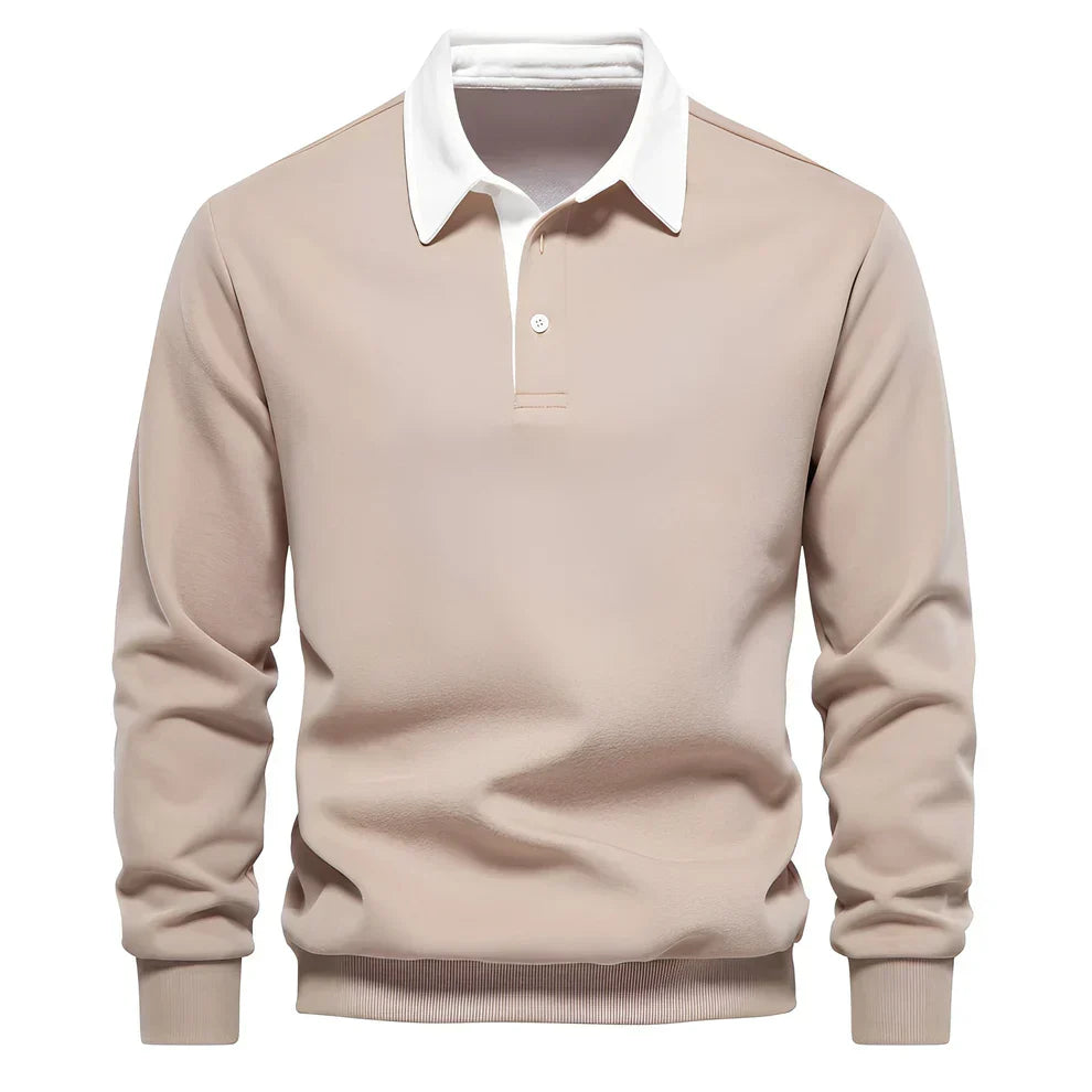 Herren Poloshirt Freizeit Langarm Leicht - IdealeKleiden