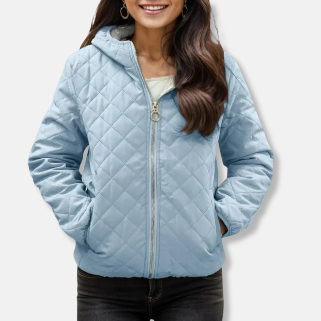 Gepolsterte Winterjacke Damen Lockere Passform Kapuze - IdealeKleiden